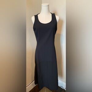 ATHLETA  Ribbed Upper Smooth Hem Scoop Neck Sleeveless Midi A-line Black Dress M